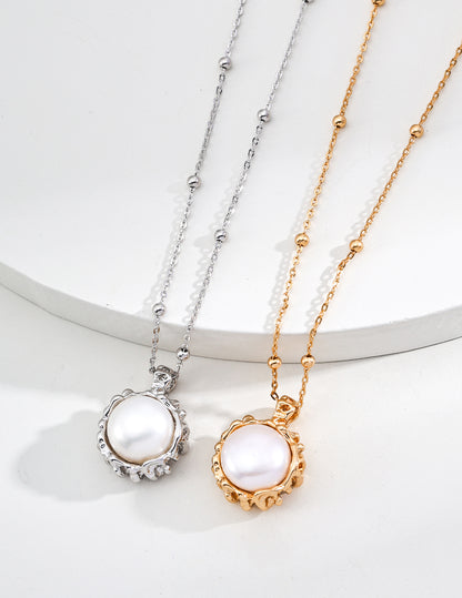 18K gold silver necklace, Natural Pearl Pendant, S925 pearl pendant necklace, 18K gold pearl necklace, minimalist pearl jewelry, pearl pendant necklace, S925 silver pearl jewelry, minimalist pearl necklace, elegant everyday necklace
