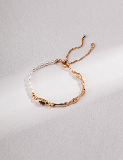 Tiger’s Eye & Natural Pearl Bracelet, tiger’s eye bracelet, natural pearl bracelet, gemstone vintage bracelet, S925 silver bracelet, tiger eye jewelry, courage stone bracelet, pearl and gemstone jewelry