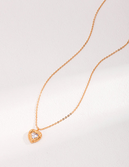 Heart Zircon Necklace, heart pendant necklace, sterling silver heart necklace, red ruby heart necklace, white zircon necklace, love pendant jewelry, romantic gift necklace