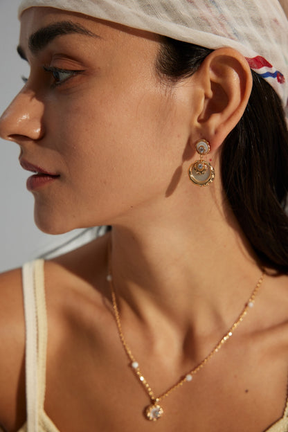 mother of pearl zircon earrings, S925 silver pearl earrings, elegant mother of pearl earrings, timeless gemstone earrings, mother of pearl earrings, zircon gemstone earrings, elegant feminine jewelry, timeless earrings, gemstone jewelry for women, classic pearl earrings