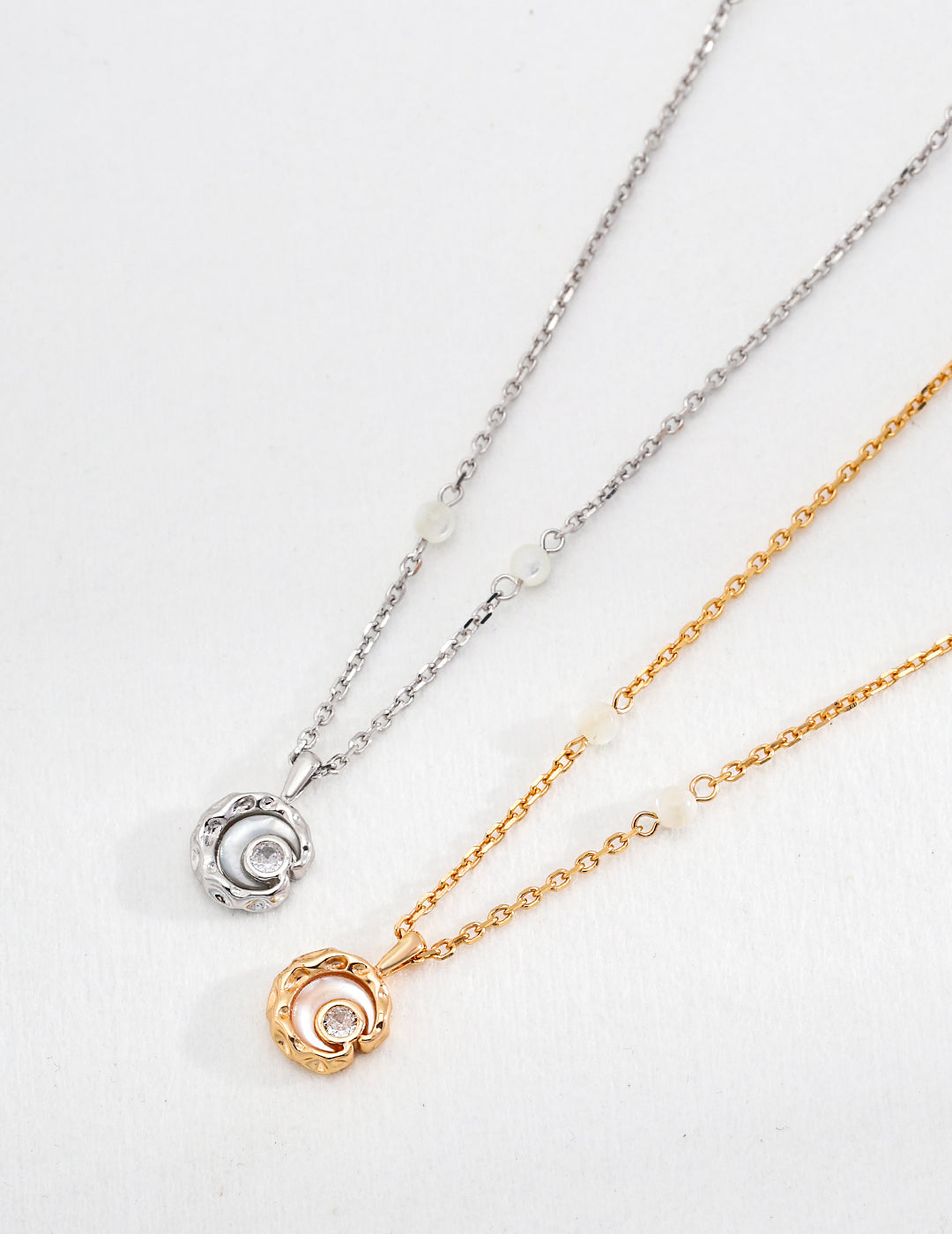 Mother of Pearl Shell Pendant Necklace, shell pendant necklace, sterling silver pearl necklace, zircon pendant necklace, elegant pearl jewelry, vintage style pearl necklace, mother of pearl necklace