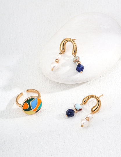 Vintage Lapis Lazuli Earrings, S925 silver lapis lazuli earrings, natural pearl gemstone earrings, elegant gemstone jewelry, lapis lazuli pearl earrings, S925 silver gemstone earrings, natural pearl jewelry, gemstone earrings, elegant jewelry for women, artisan silver earrings, blue gemstone earrings