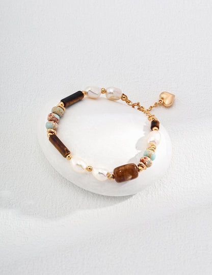 Baroque Pearl & Tiger Eye Bracelet