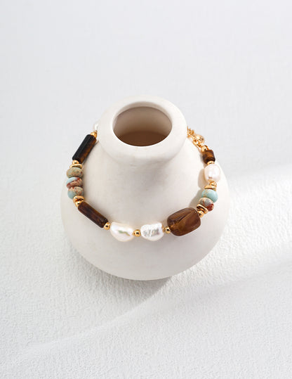 Baroque Pearl & Tiger Eye Bracelet