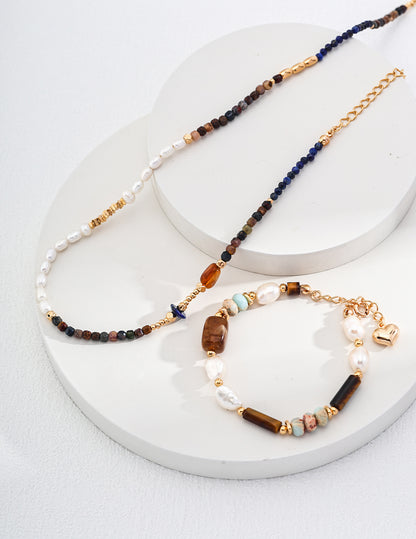 Baroque Pearl & Tiger Eye Bracelet