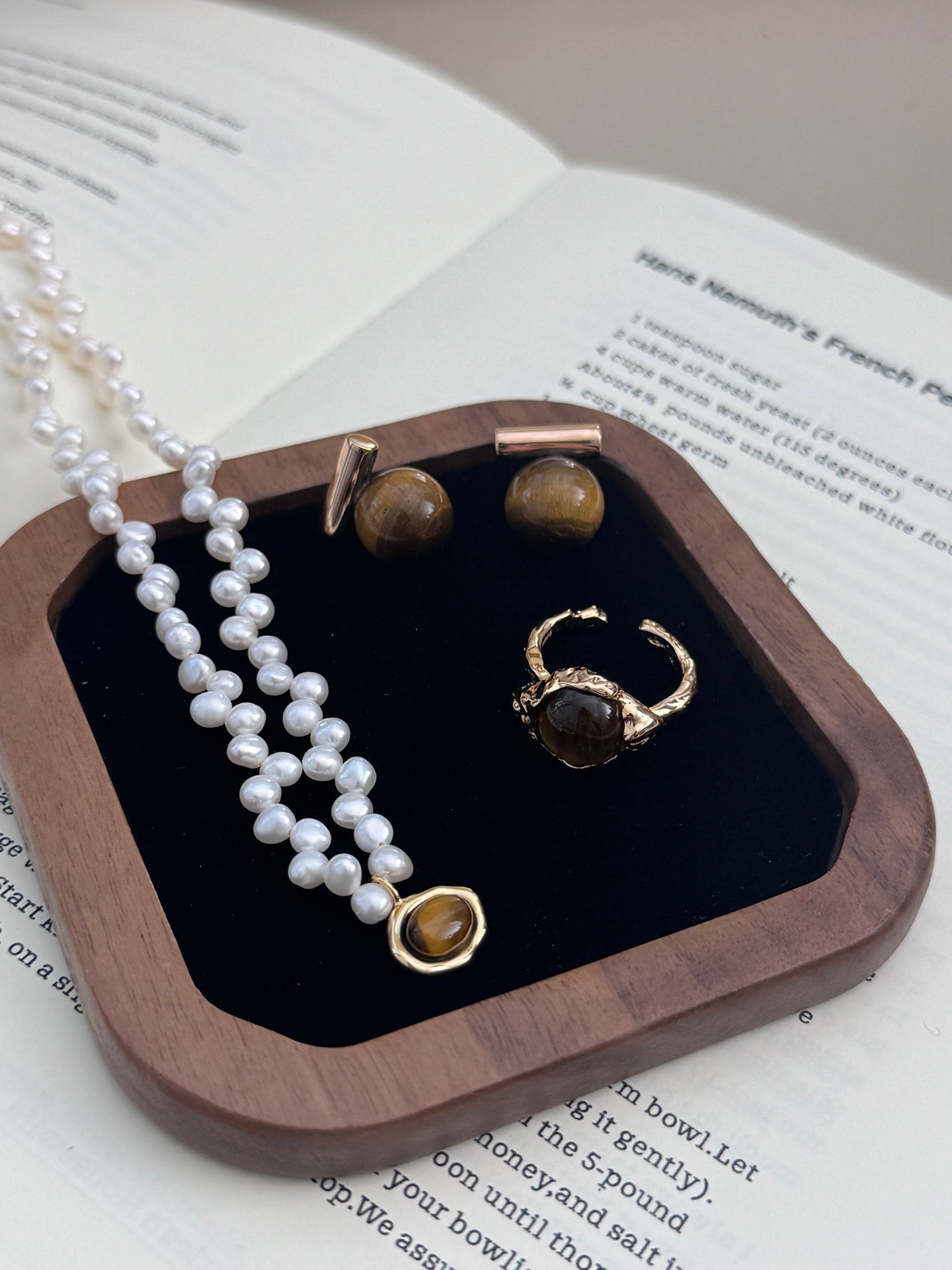Natural Pearl & Tiger’s Eye Gemstones Necklace, tiger’s eye necklace, natural pearl necklace, gemstone necklace S925, vintage gemstone jewelry, tiger eye pearl jewelry, protective stone necklace