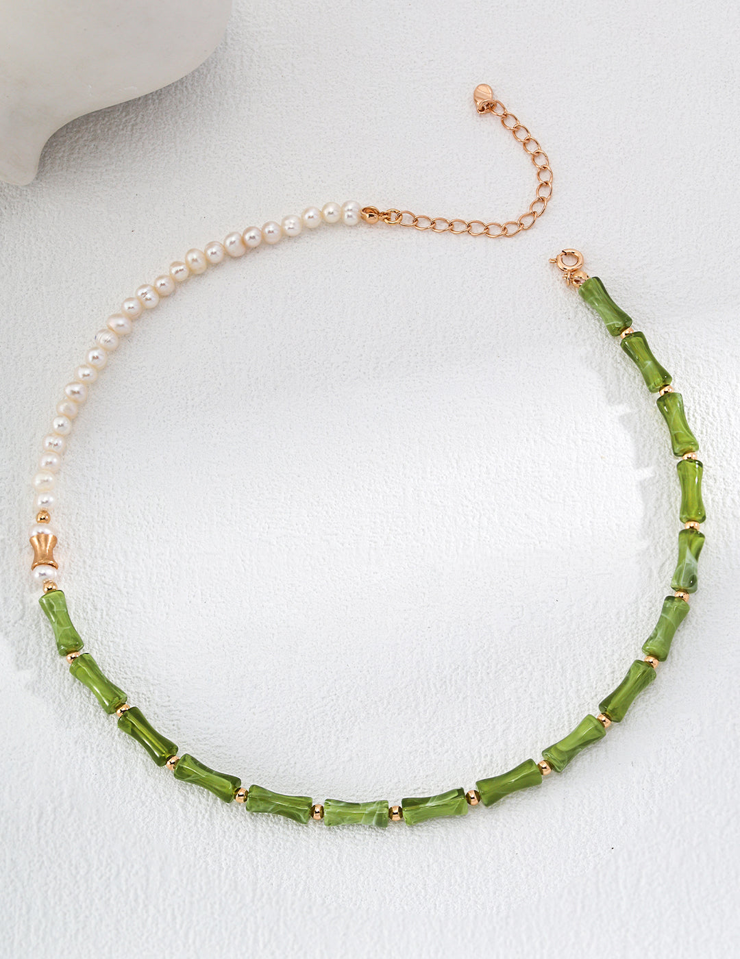 Bamboo-Inspired Pearl Necklace, oriental pearl necklace, bamboo design jewelry, S925 silver pearl necklace, Asian-inspired jewelry, minimalist pearl pendant, natural pearl necklace