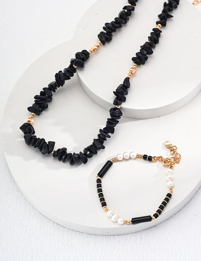 Black Onyx & Natural Pearl Bracelet