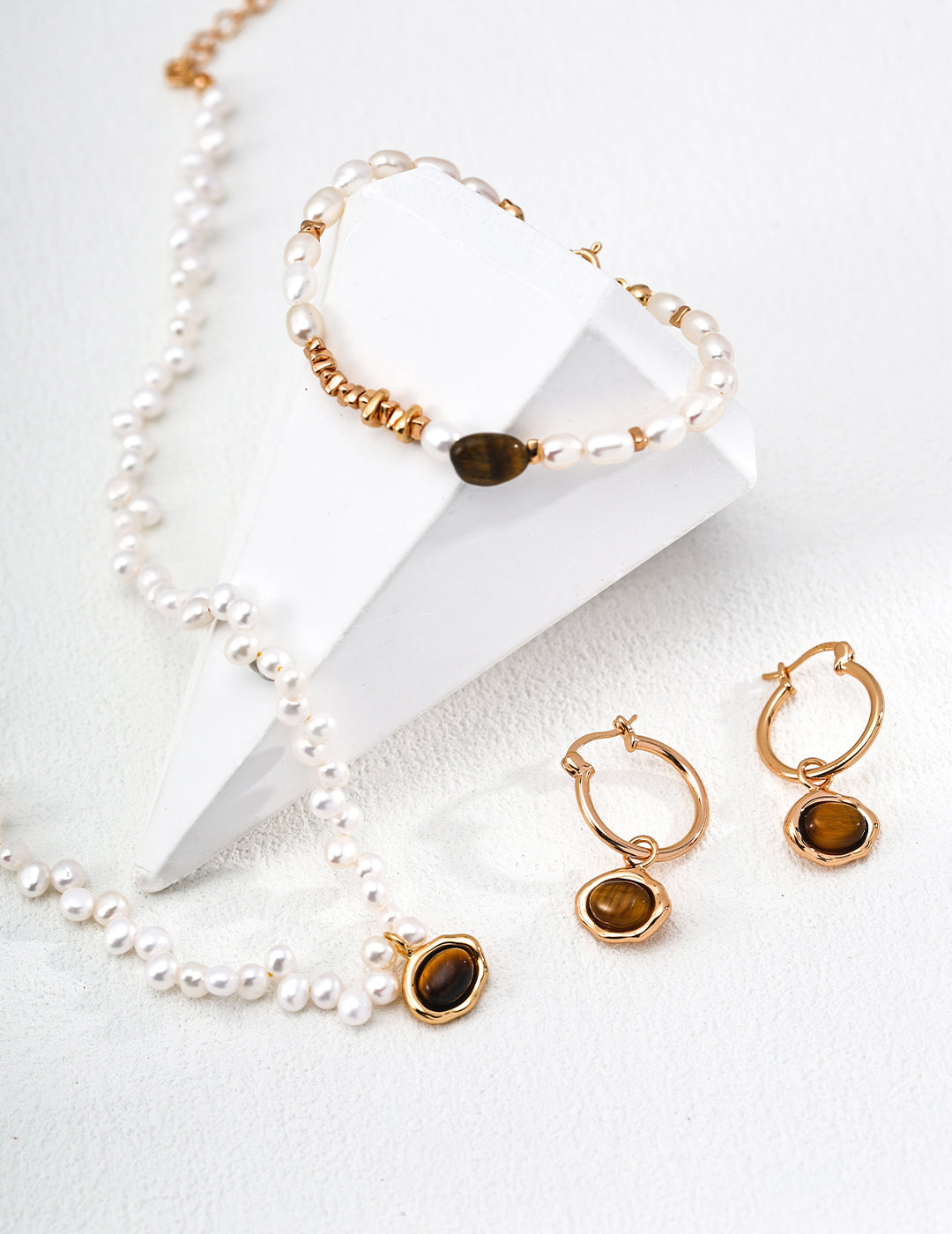 Natural Pearl & Tiger’s Eye Gemstones Necklace, tiger’s eye necklace, natural pearl necklace, gemstone necklace S925, vintage gemstone jewelry, tiger eye pearl jewelry, protective stone necklace