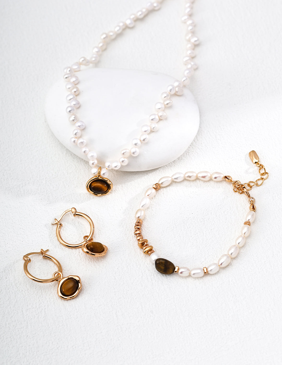 Natural Pearl & Tiger’s Eye Gemstones Necklace, tiger’s eye necklace, natural pearl necklace, gemstone necklace S925, vintage gemstone jewelry, tiger eye pearl jewelry, protective stone necklace