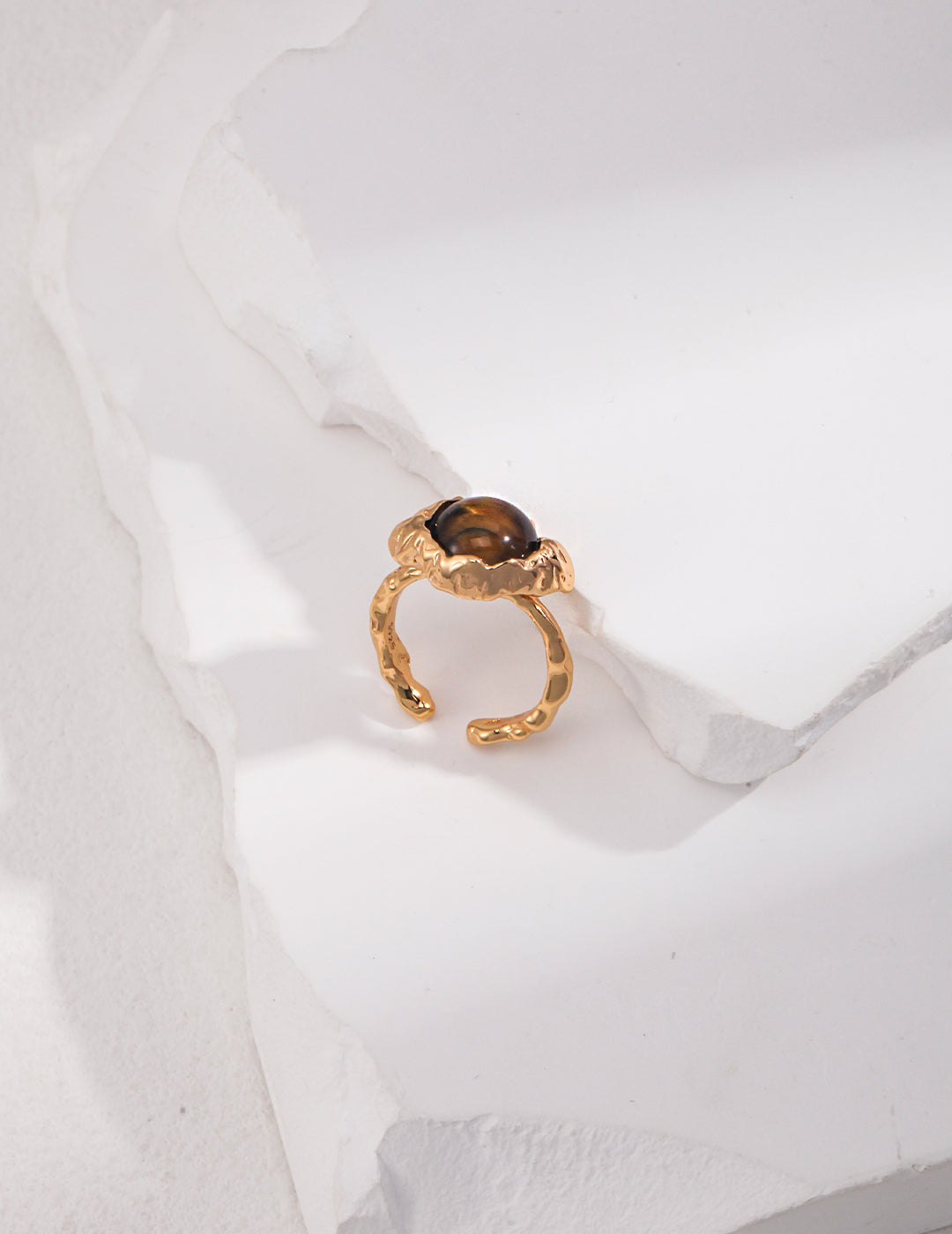 S925 Silver Vintage Tiger Eye Ring | Adjustable Open Band