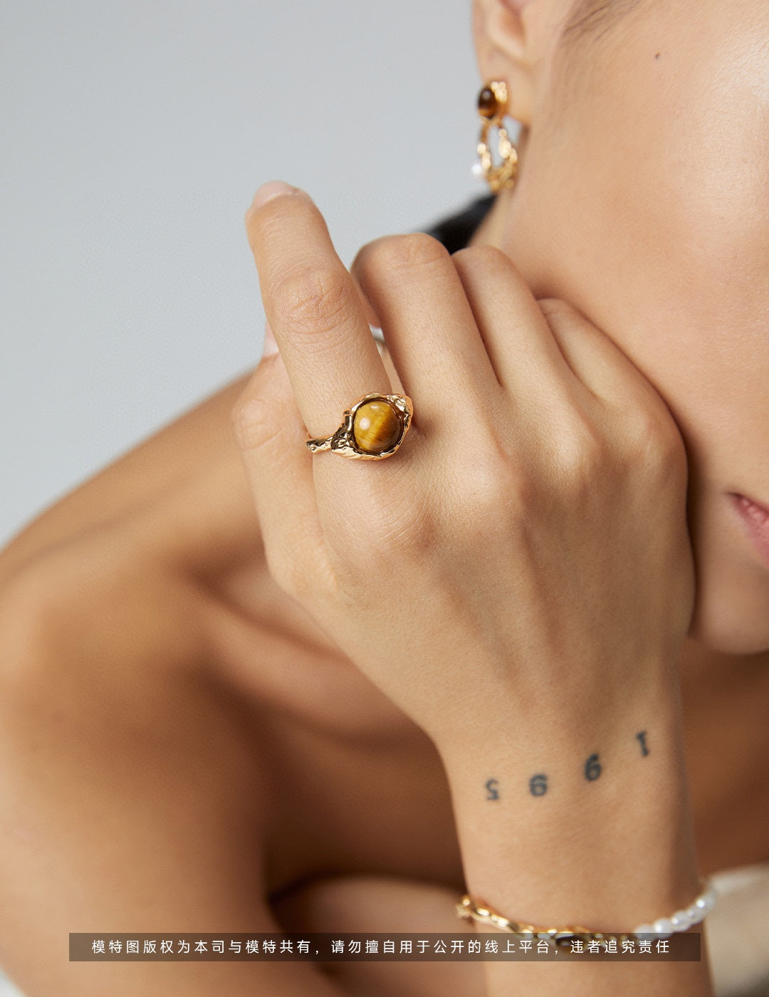S925 Silver Vintage Tiger Eye Ring | Adjustable Open Band
