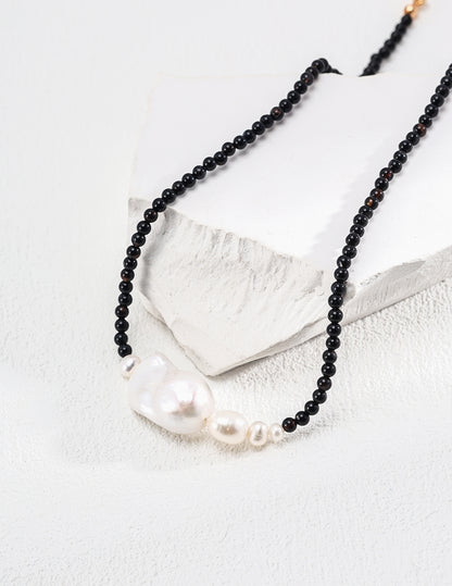 Baroque Pearl & Black Onyx Necklace