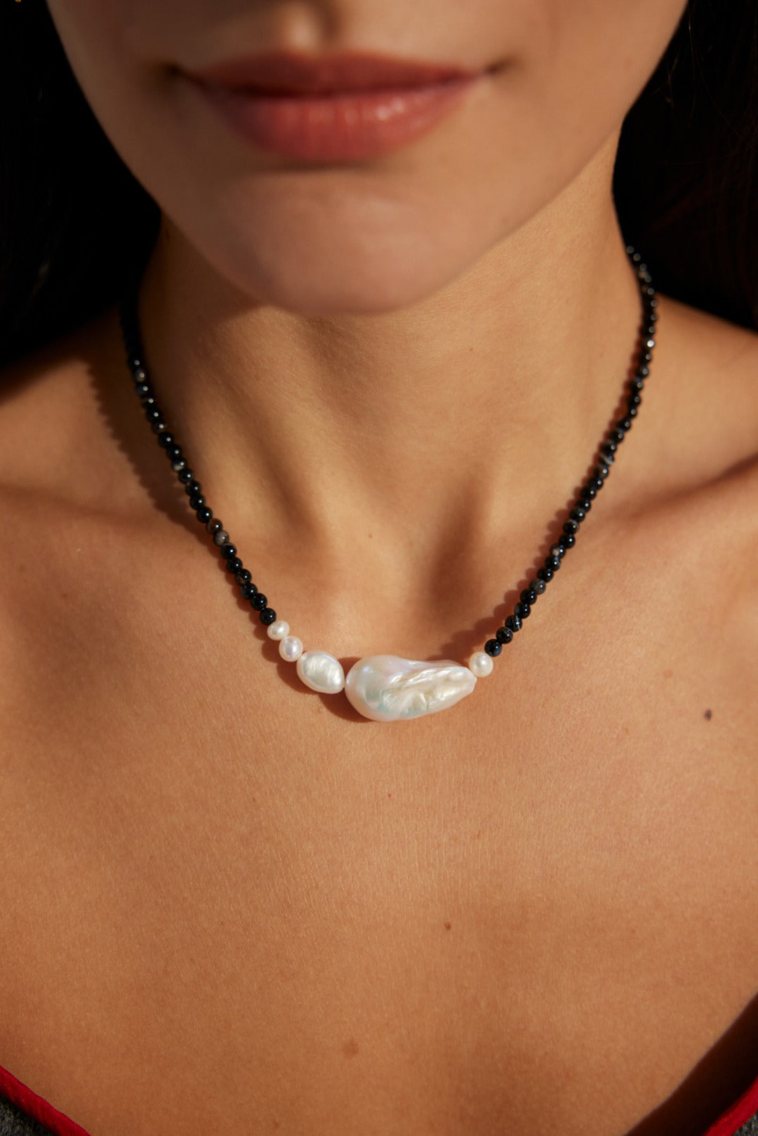 Baroque Pearl & Black Onyx Necklace