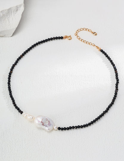 Baroque Pearl & Black Onyx Necklace