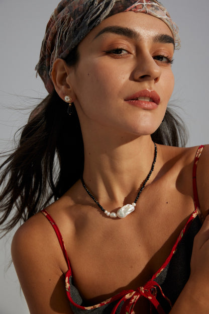 Baroque Pearl & Black Onyx Necklace