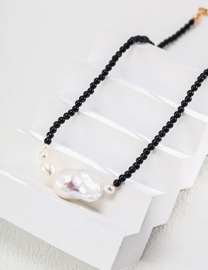 Baroque Pearl & Black Onyx Necklace