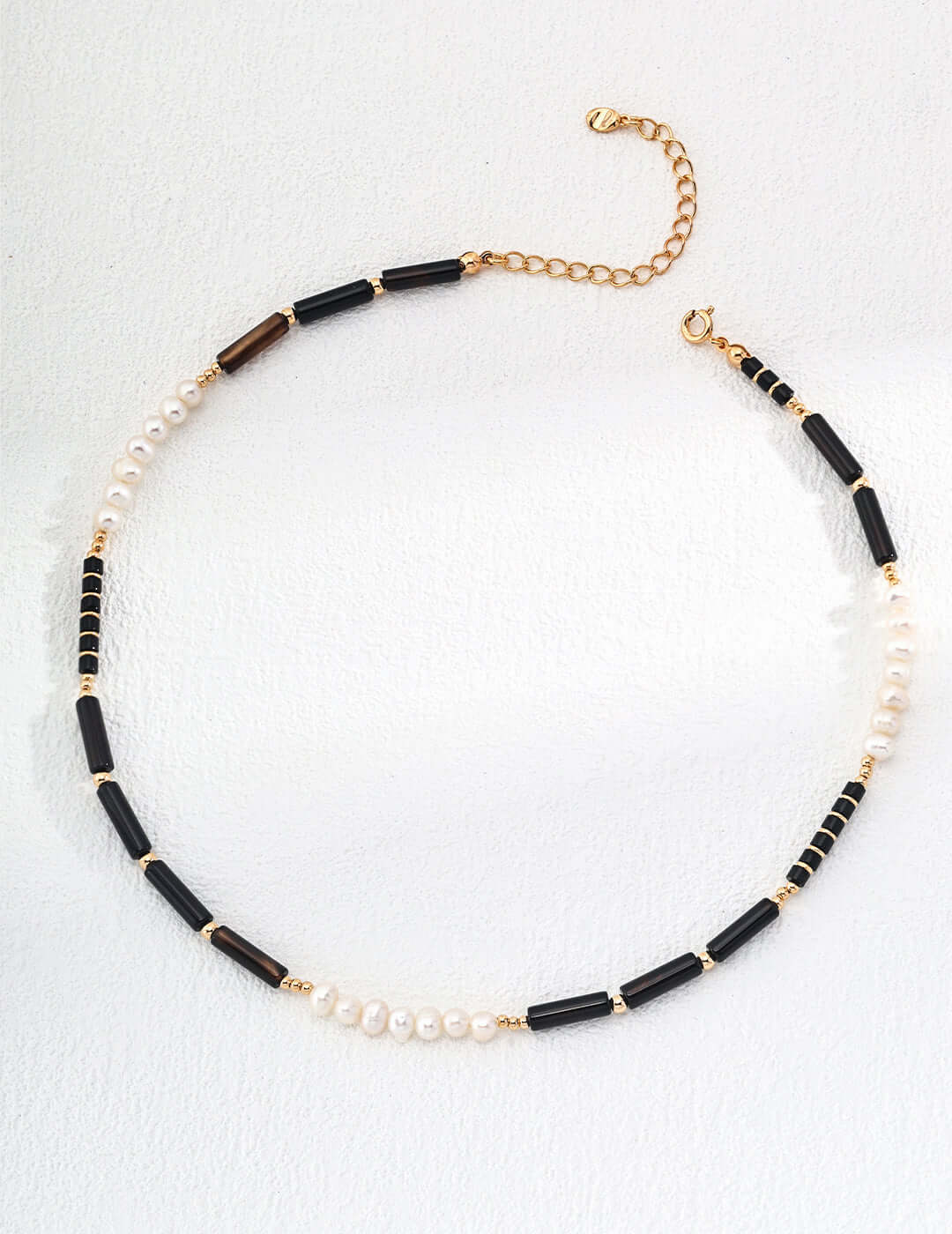 black onyx pearl necklace, black onyx necklace, pearl gemstone necklace, S925 silver pearl necklace, minimalist gemstone necklace, black and white jewelry, natural pearl necklace