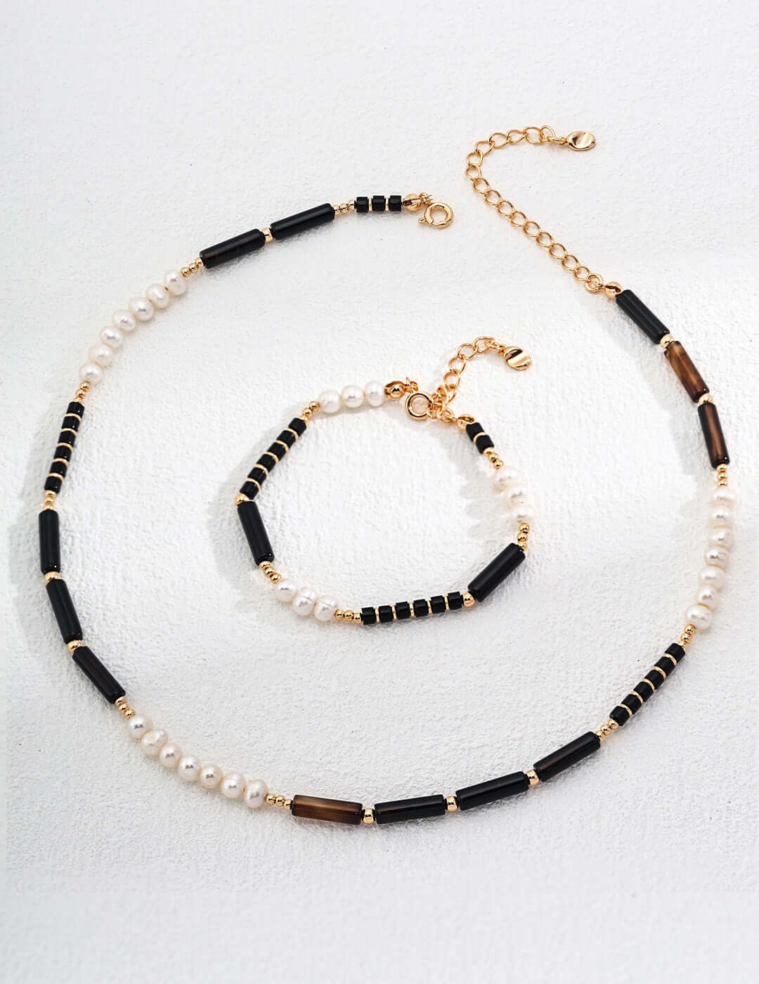 black onyx pearl necklace, black onyx necklace, pearl gemstone necklace, S925 silver pearl necklace, minimalist gemstone necklace, black and white jewelry, natural pearl necklace