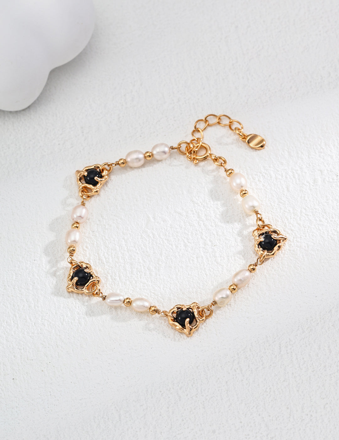 Natural Pearl Black Onyx Bracelet in S925 Silver