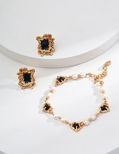 Natural Pearl Black Onyx Bracelet in S925 Silver