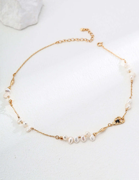 baroque pearl black onyx necklace, French style pearl necklace, black onyx pearl jewelry, baroque pearl pendant,  S925 silver necklace, vintage French necklace, pearl gemstone necklace