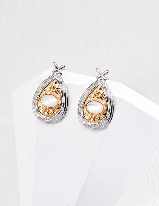 S925 silver mother of pearl & Lapis Lazuli Earrings, S925 silver earrings, mother of pearl earrings, lapis lazuli jewelry, two-tone earrings,  artistic earrings, handcrafted silver jewelry, unique designer earrings