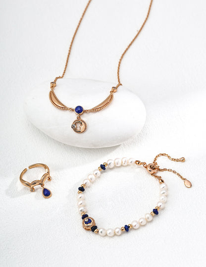 S925 silver lapis lazuli necklace, lapis lazuli necklace,  S925 silver gemstone necklace,  vintage lapis lazuli jewelry,  lapis lazuli pendant,  zircon pendant necklace,  artistic fluid design jewelry