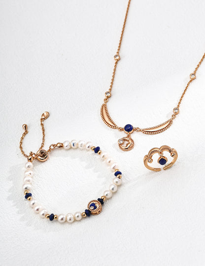 S925 silver lapis lazuli necklace, lapis lazuli necklace,  S925 silver gemstone necklace,  vintage lapis lazuli jewelry,  lapis lazuli pendant,  zircon pendant necklace,  artistic fluid design jewelry