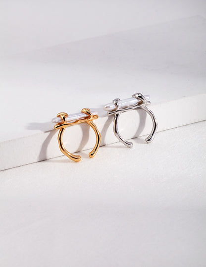 Baroque Natural Pearl Ring – Organic Fluid Design