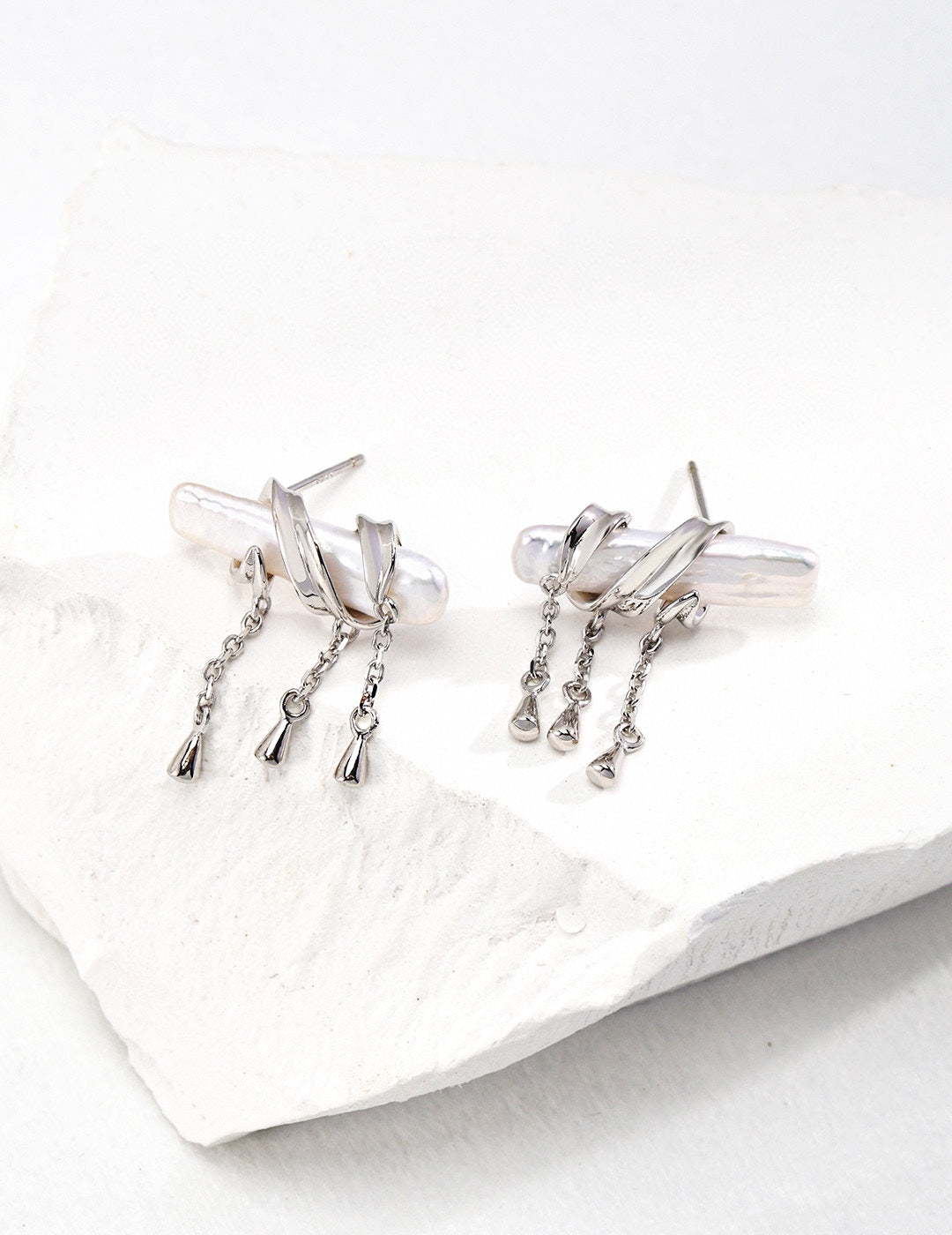 Baroque Pearl Tassel Earrings | Vintage Gold & Platinum Finish
