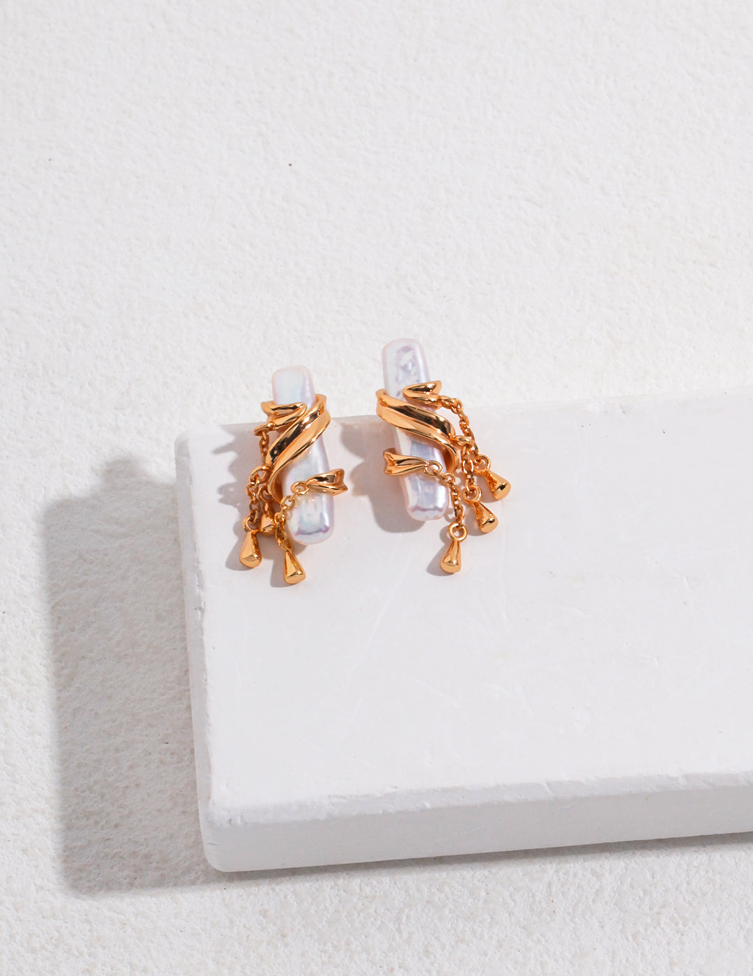 Baroque Pearl Tassel Earrings | Vintage Gold & Platinum Finish