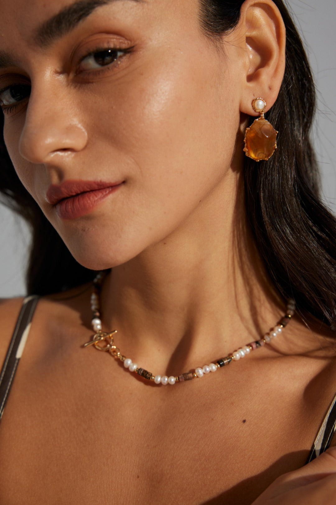 Tiger’s Eye & Natural Pearl Necklace | S925 Minimalist Elegant