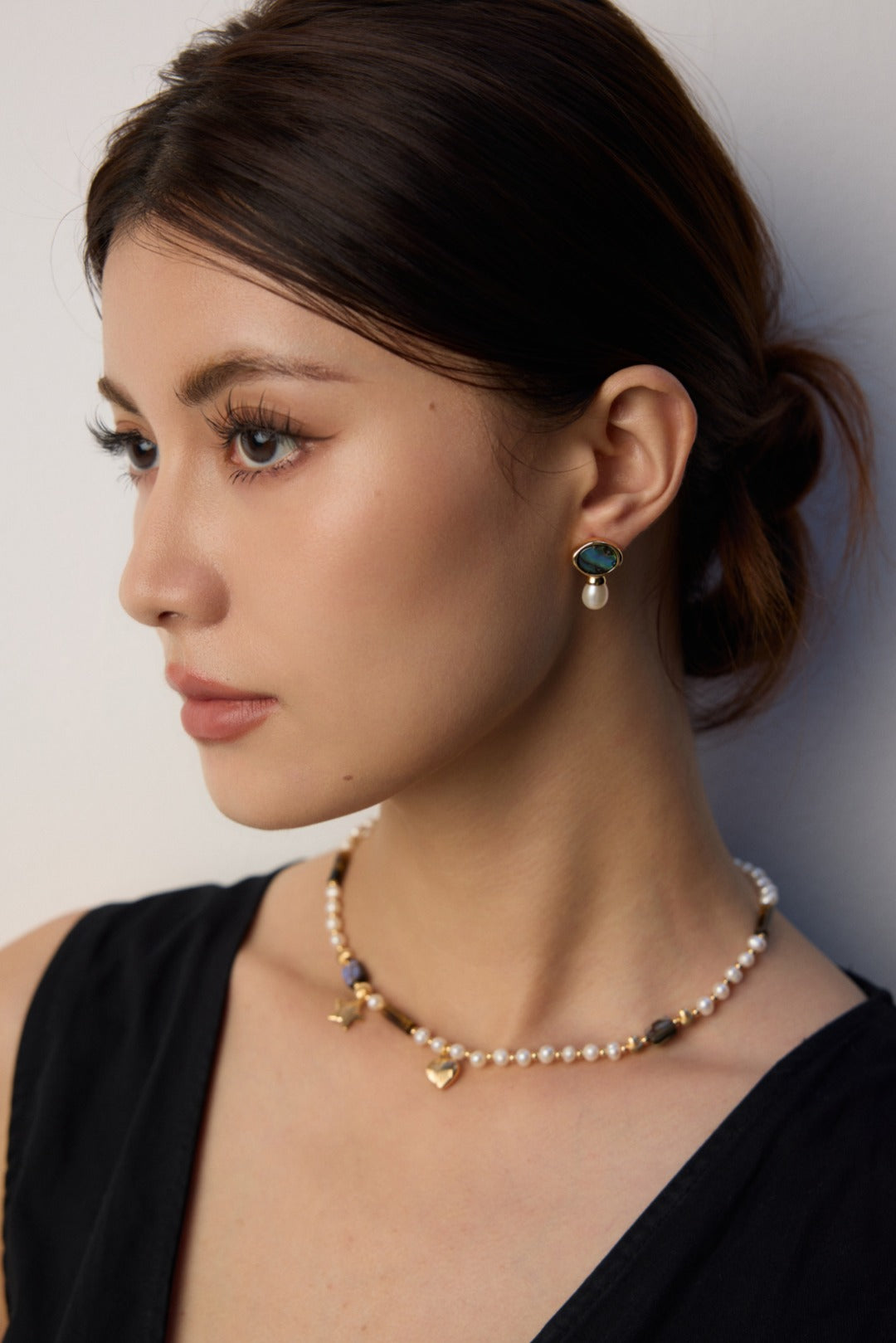 Natural Pearl  & Tiger Eye Stone Necklace