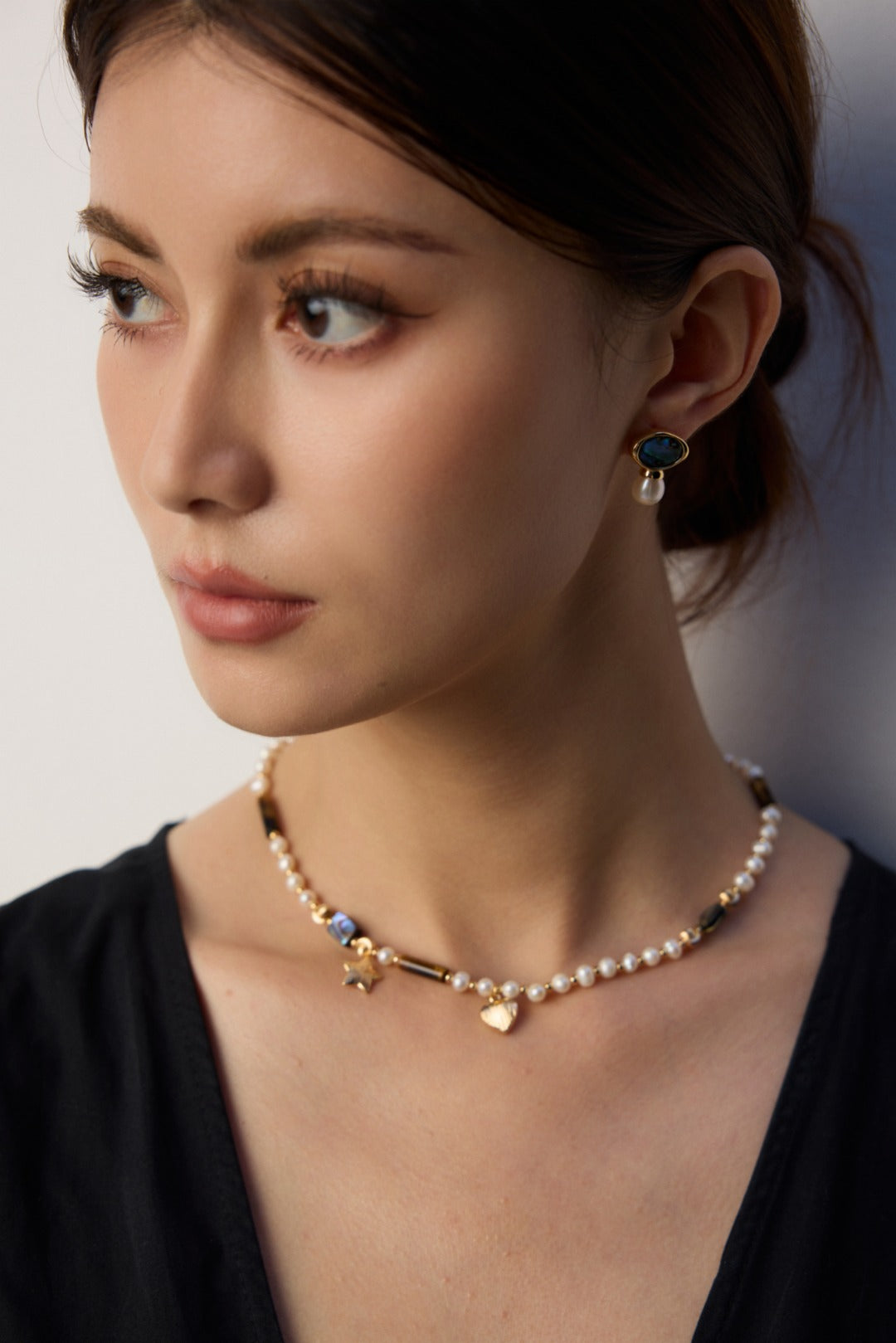 Natural Pearl  & Tiger Eye Stone Necklace