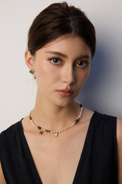 Natural Pearl  & Tiger Eye Stone Necklace