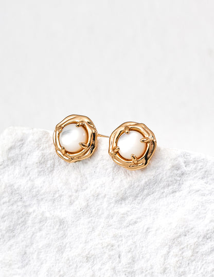 Tiger Eye & Mother of Pearl  Earrings | Convertible Design