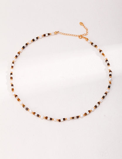 Tiger’s Eye & Natural Pearl Necklace