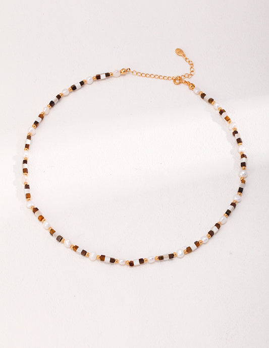 Tiger’s Eye & Natural Pearl Necklace