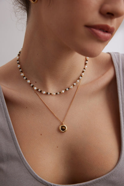 Tiger’s Eye & Natural Pearl Necklace