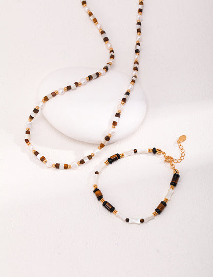 Tiger’s Eye & Natural Pearl Necklace