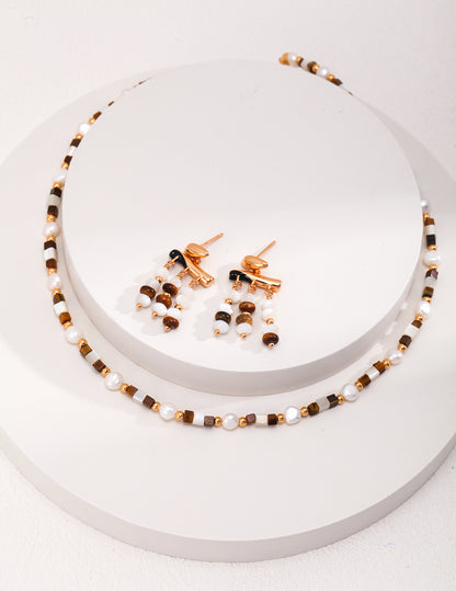 Tiger’s Eye & Natural Pearl Necklace