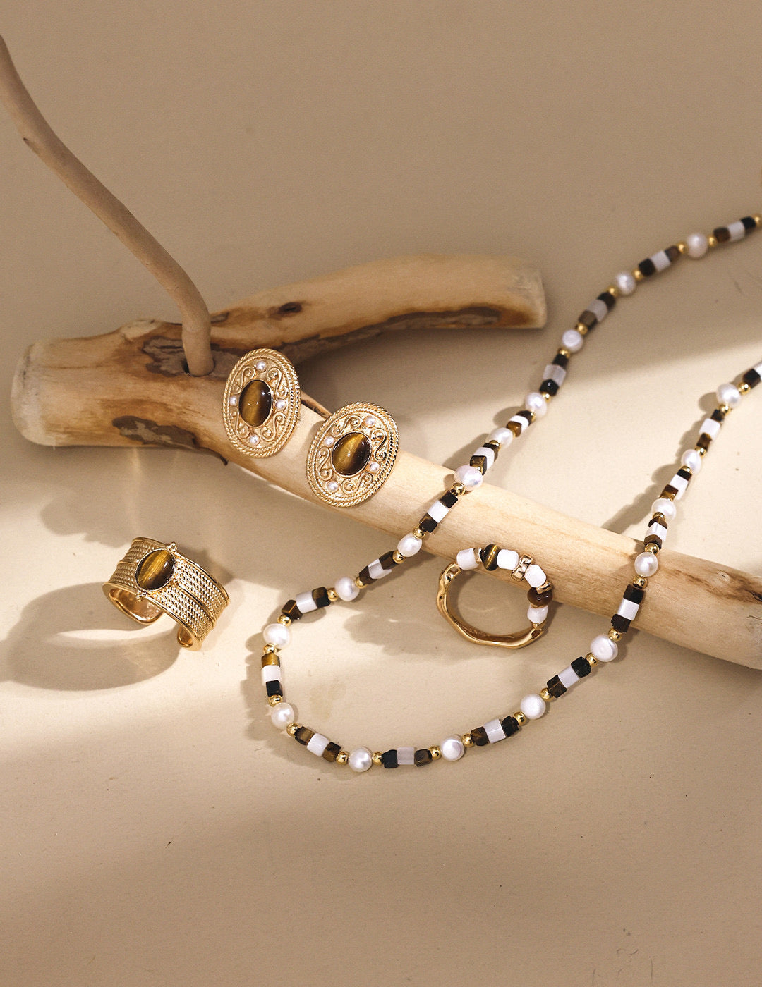 Tiger’s Eye & Natural Pearl Necklace