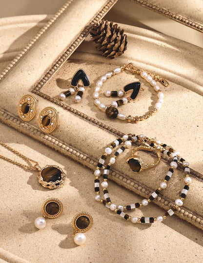 Tiger’s Eye & Natural Pearl Necklace