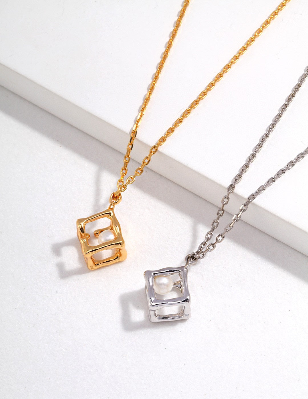 Pearl Square Pendant Necklace