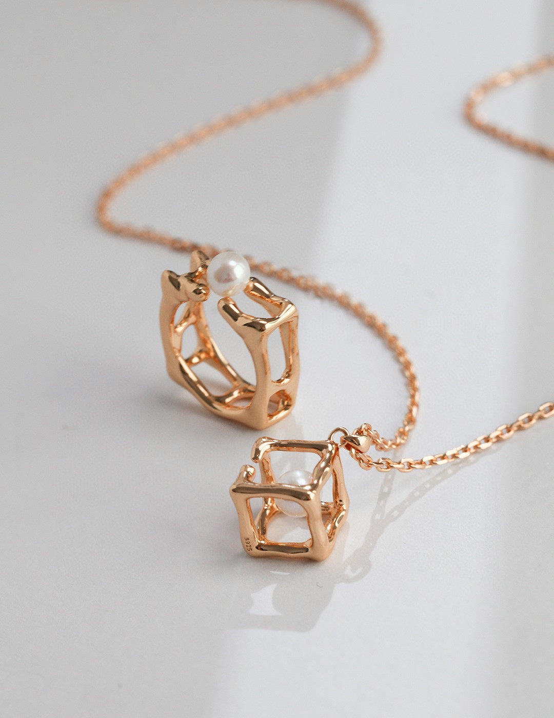 Pearl Square Pendant Necklace