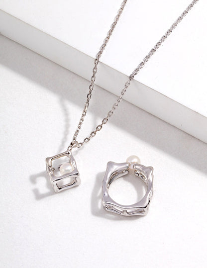 Pearl Square Pendant Necklace