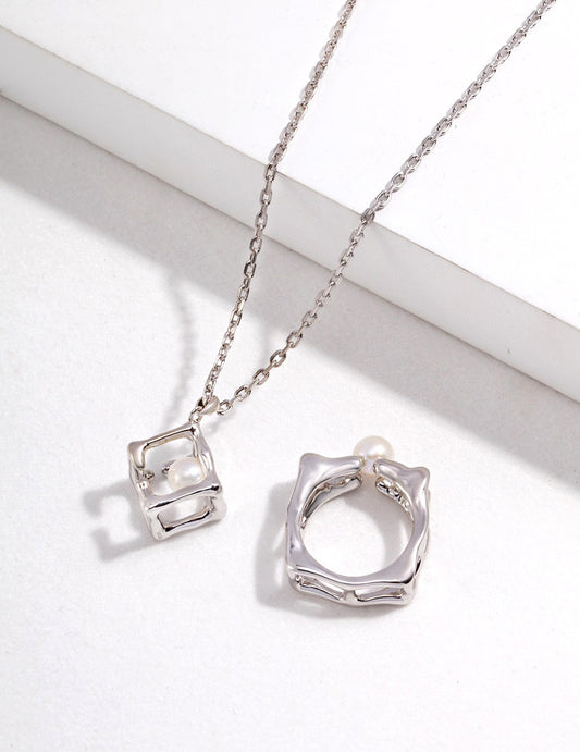 Pearl Square Pendant Necklace