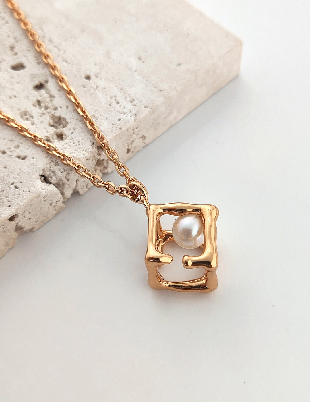 Pearl Square Pendant Necklace