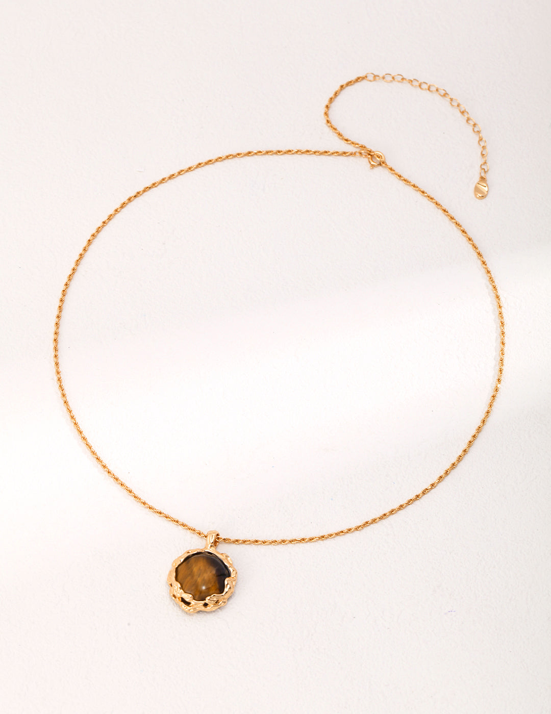 Tiger Eye Pendant Necklace | Hand-Carved Volcanic Texture